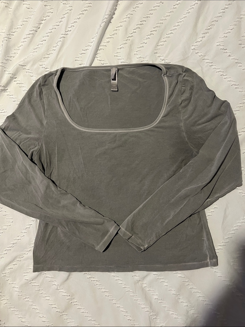 SKIMS Square Neck Long Sleeve Top — Charcoal Gray